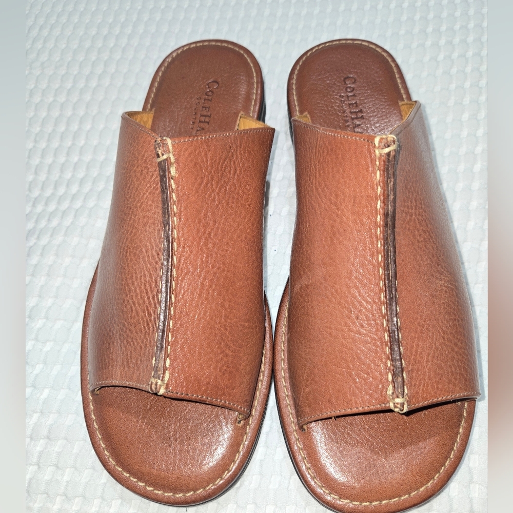 Cole Haan Women's Brown Leather Slide Sandals